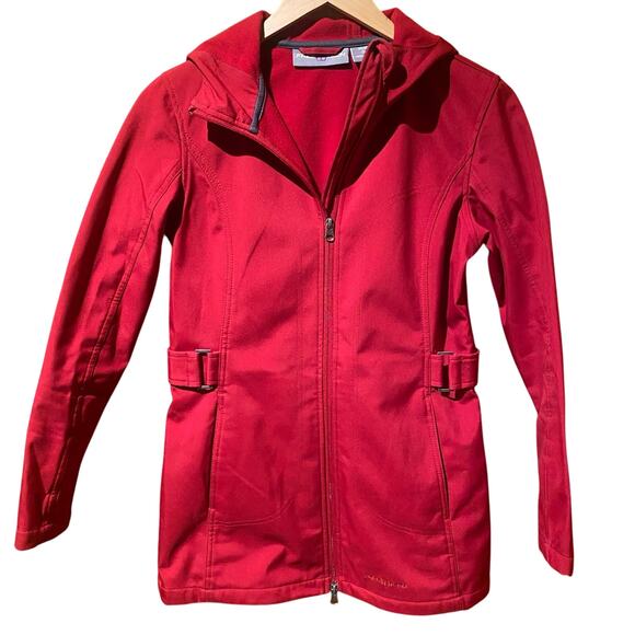 Free Tech Extra Small Utility Red rain jacket with hood Double Zipper Warm Cozy - Picture 1 of 6